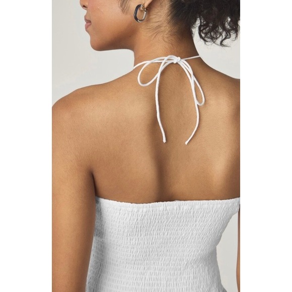 NEW Florence by Mills XXL White Linen Blend Smocked Ruched Mini Dress - Picture 4 of 9